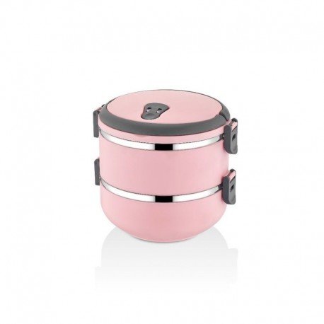 Set de fiambreras (2 Piezas) acero inoxidable rosa