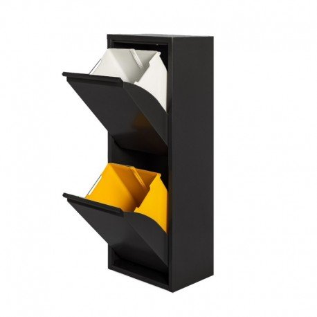 Cubo de basura y reciclaje ECO Recycling Metálico de 2 compartimentos, 2x17L (34L) Negro
